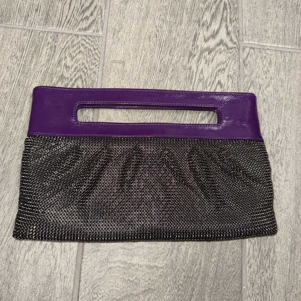 BCBGMAXAZRIA Clutch Purple And Silver Metallic Mesh